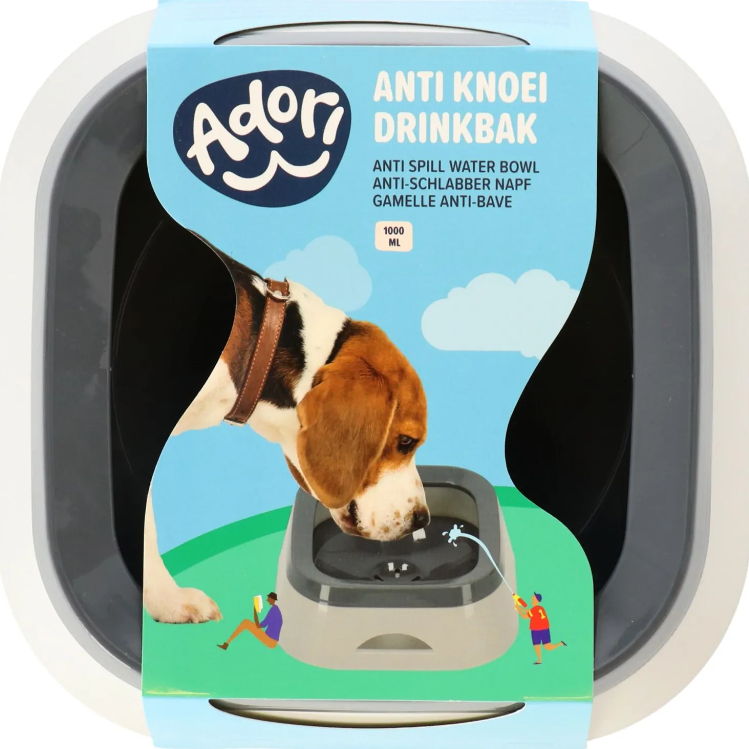Adori Anti Knoei Waterbak Tiny Grijs - Hondendrinkbak