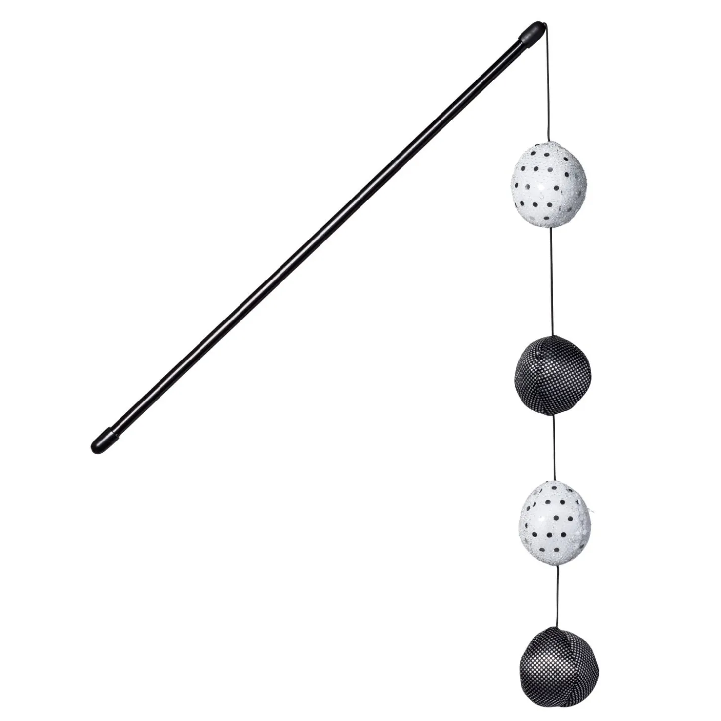 Adori Hengel Met 4 Ballen - Kattenspeelgoed - Zilver Zwart per stuk