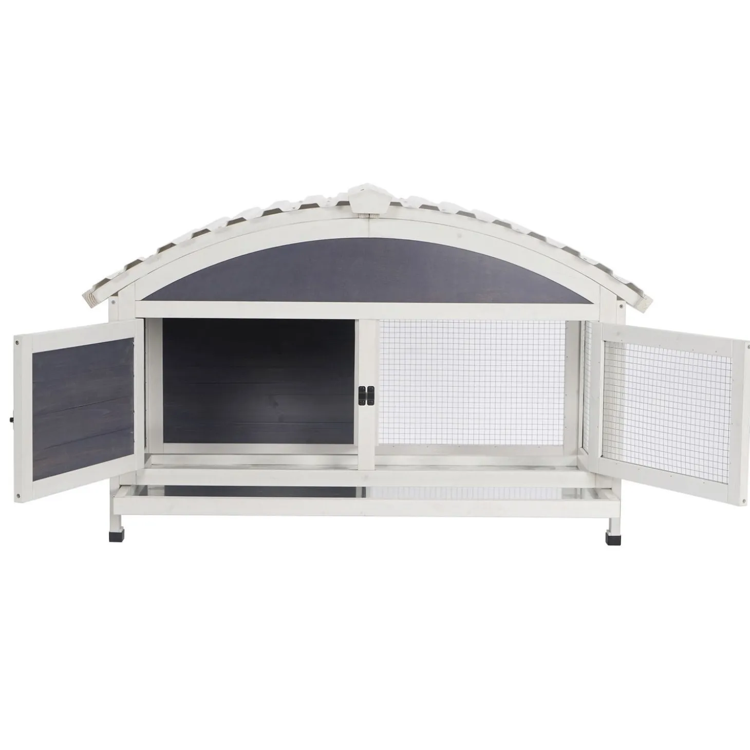 Adori Konijnenhok Jax - Dierenverblijf - 117x70x74 cm Grijs Wit