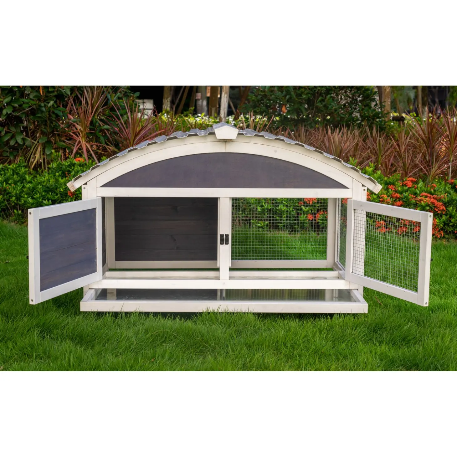 Adori Konijnenhok Jax - Dierenverblijf - 117x70x74 cm Grijs Wit