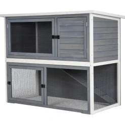Adori Konijnenhok Ozzy - Dierenverblijf - 140x70x111 cm Lichtgrijs Wit