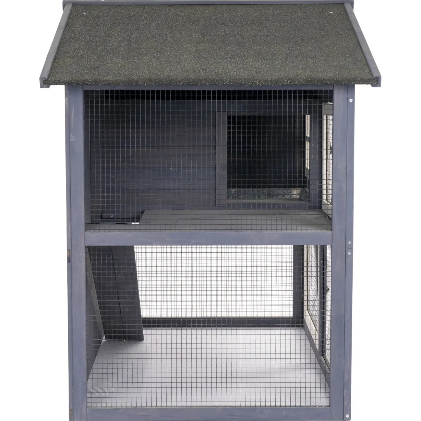 Adori Konijnenhok Raffy - Dierenverblijf - 130x86x112.5 cm Donkergrijs Wit