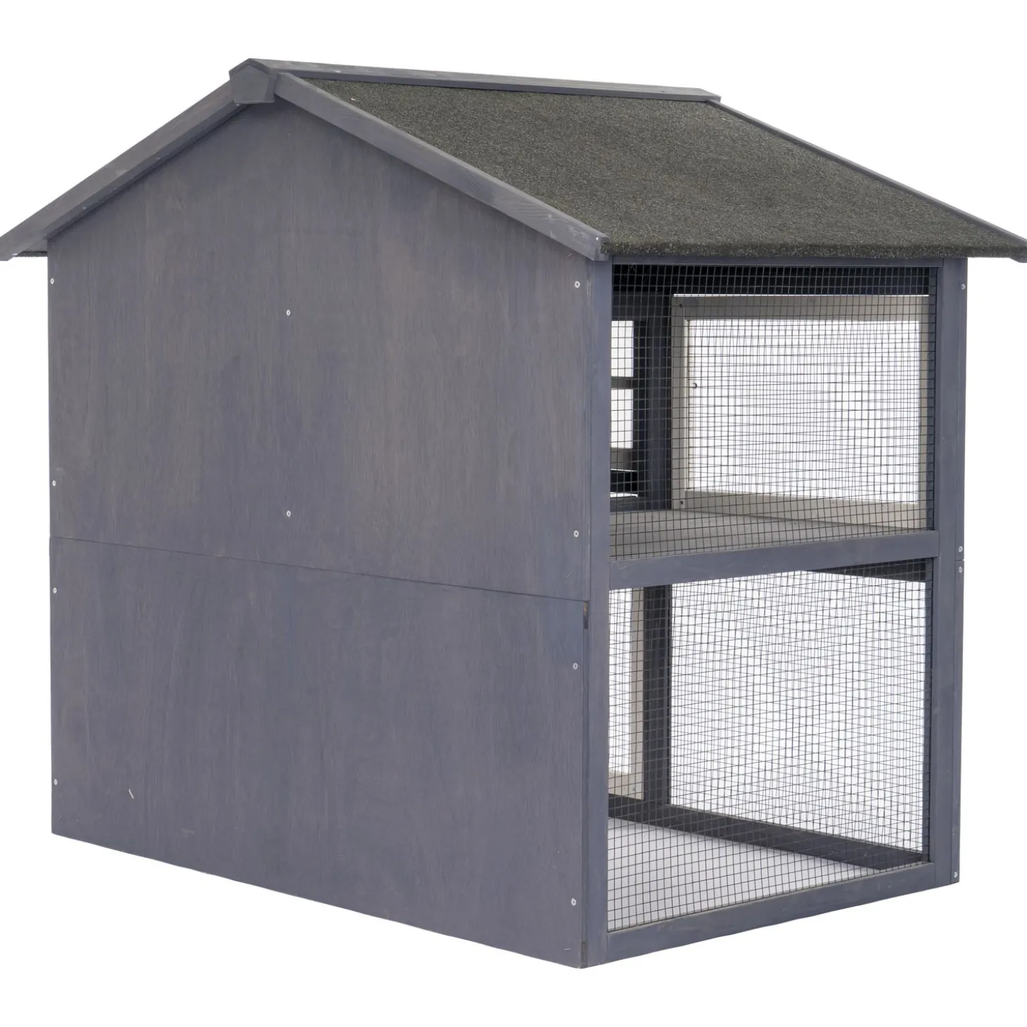 Adori Konijnenhok Raffy - Dierenverblijf - 130x86x112.5 cm Donkergrijs Wit