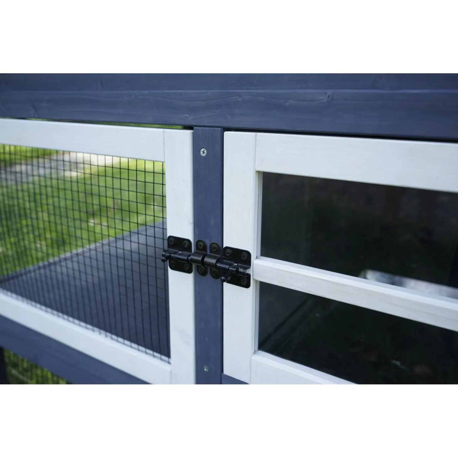 Adori Konijnenhok Raffy - Dierenverblijf - 130x86x112.5 cm Donkergrijs Wit