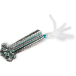 All For Paws Knotty Habit Yarn Octopus Feather - Kattenspeelgoed - 25x7x4 cm Grijs