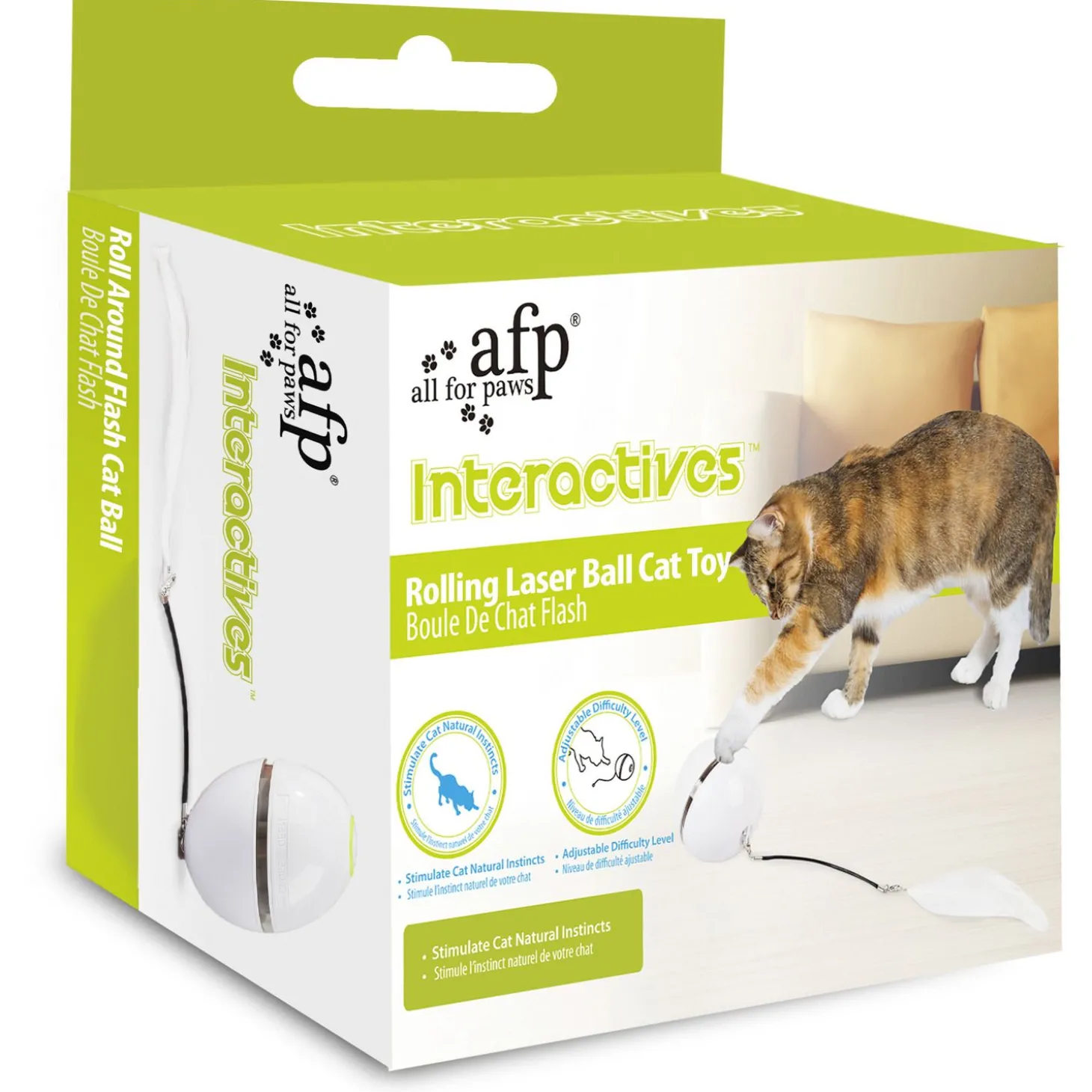 All For Paws Rolling Laser Ball Cat Toy - Kattenspeelgoed - 6.5x6.5x6.5 cm Wit