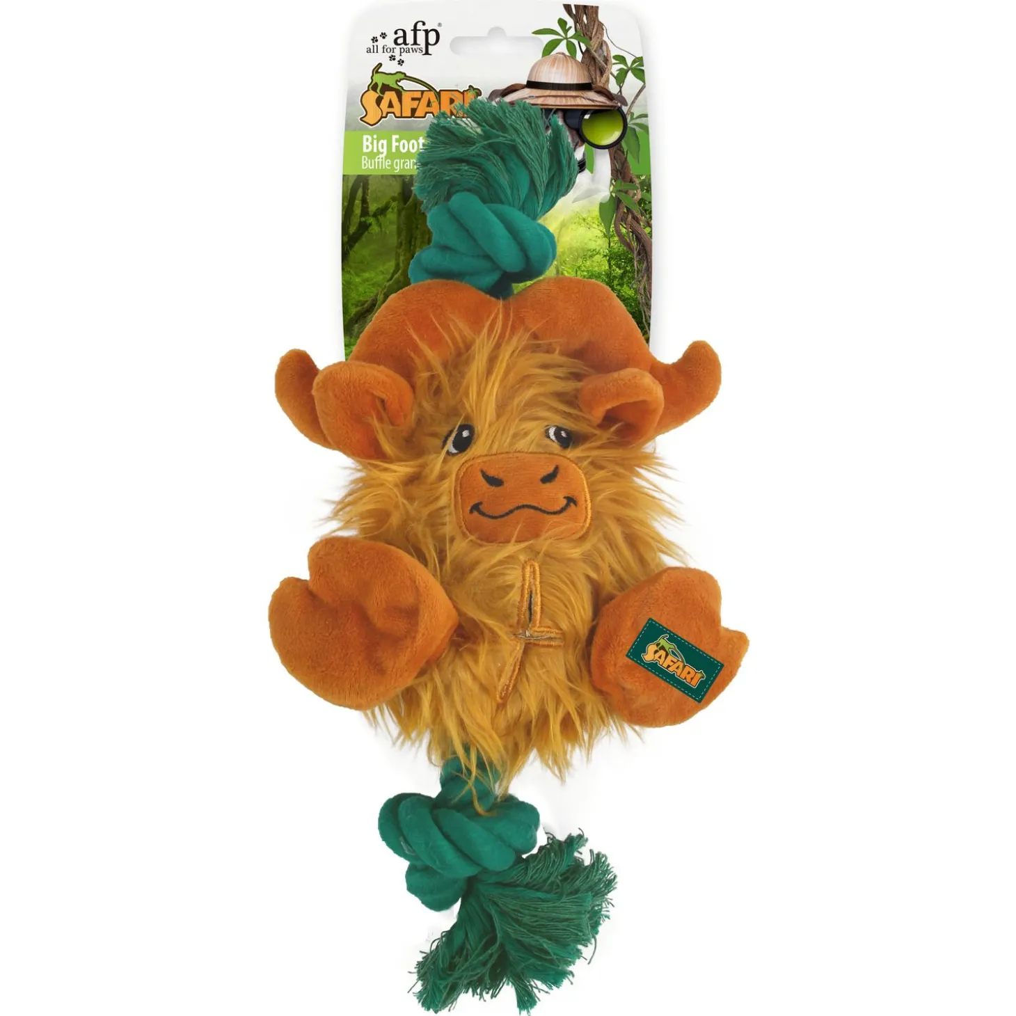 All For Paws Safari Big Foot Buffalo - Hondenspeelgoed - 31 cm Bruin