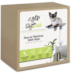All For Paws Skywalk - Step-In Platform With Rope - Wandkrabpaal - 32x8x28 cm Grijs