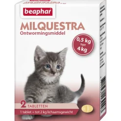 Beaphar Milquestra Kitten - Anti wormenmiddel - Rund 2 tab 0.5 Tot 4 Kg
