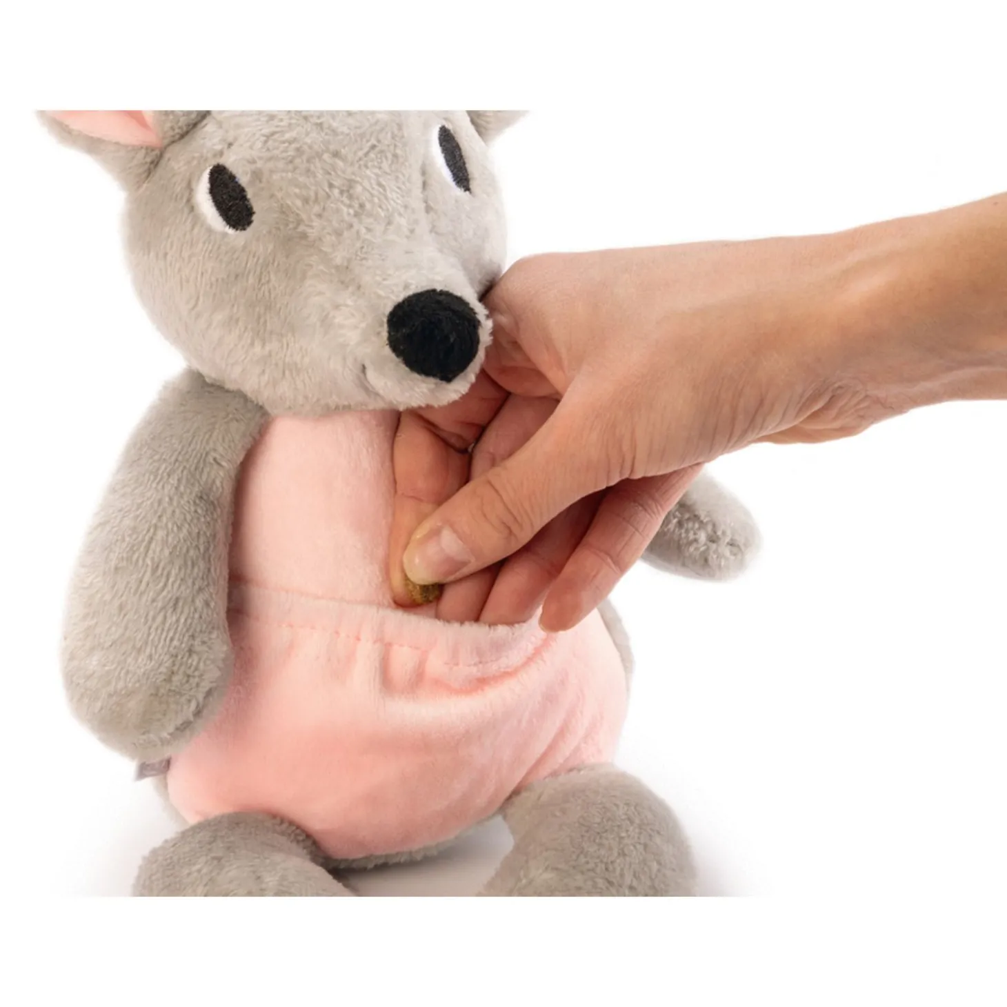 Beeztees Puppy Kangoeroe Ravi - Hondenspeelgoed - 31x16x16 cm 88 g Grijs