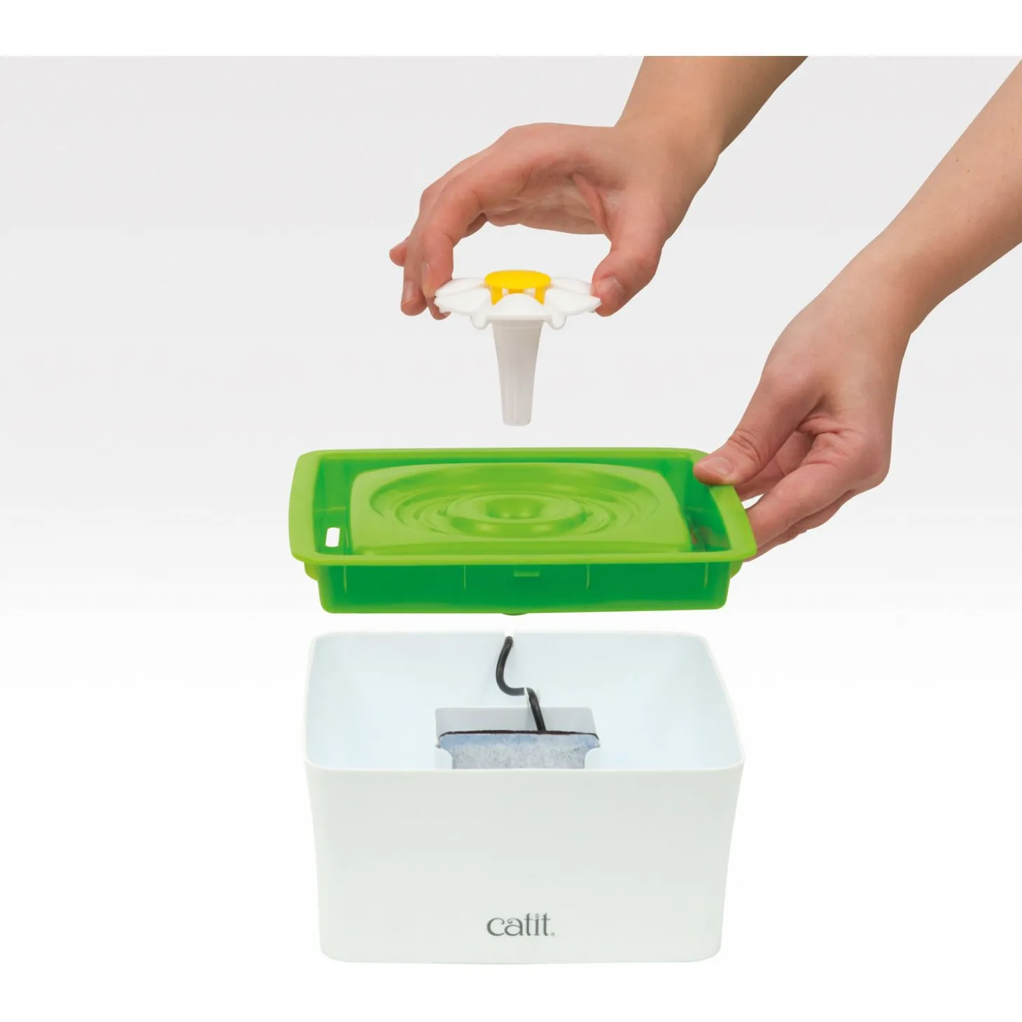 Catit Drinkfontein Mini Bloem Senses - Kattendrinkbak - Ø18.2x12 cm 1.5 l Wit Groen Mini