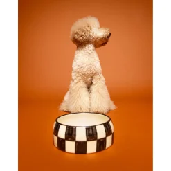 Dogguo Block Dogbowl - Voer & Drinkbak - Ø17x7 cm Beige Zwart S