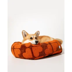 Dogguo Heart Round Bed - Hondenmatras - 55x55x20 cm Bruin Oranje S