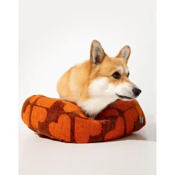 Dogguo Heart Round Bed - Hondenmatras - 75x75x25 cm Bruin Oranje M