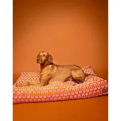 Dogguo Retro Wave Bed - Hondenmatras - 85x55x15 cm Roest Pink M