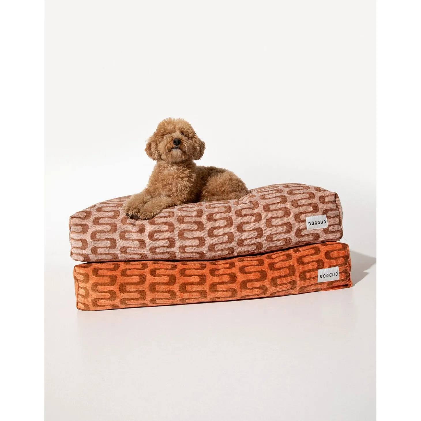 Dogguo Retro Wave Bed - Hondenmatras - 85x55x15 cm Abrikoos Bruin M