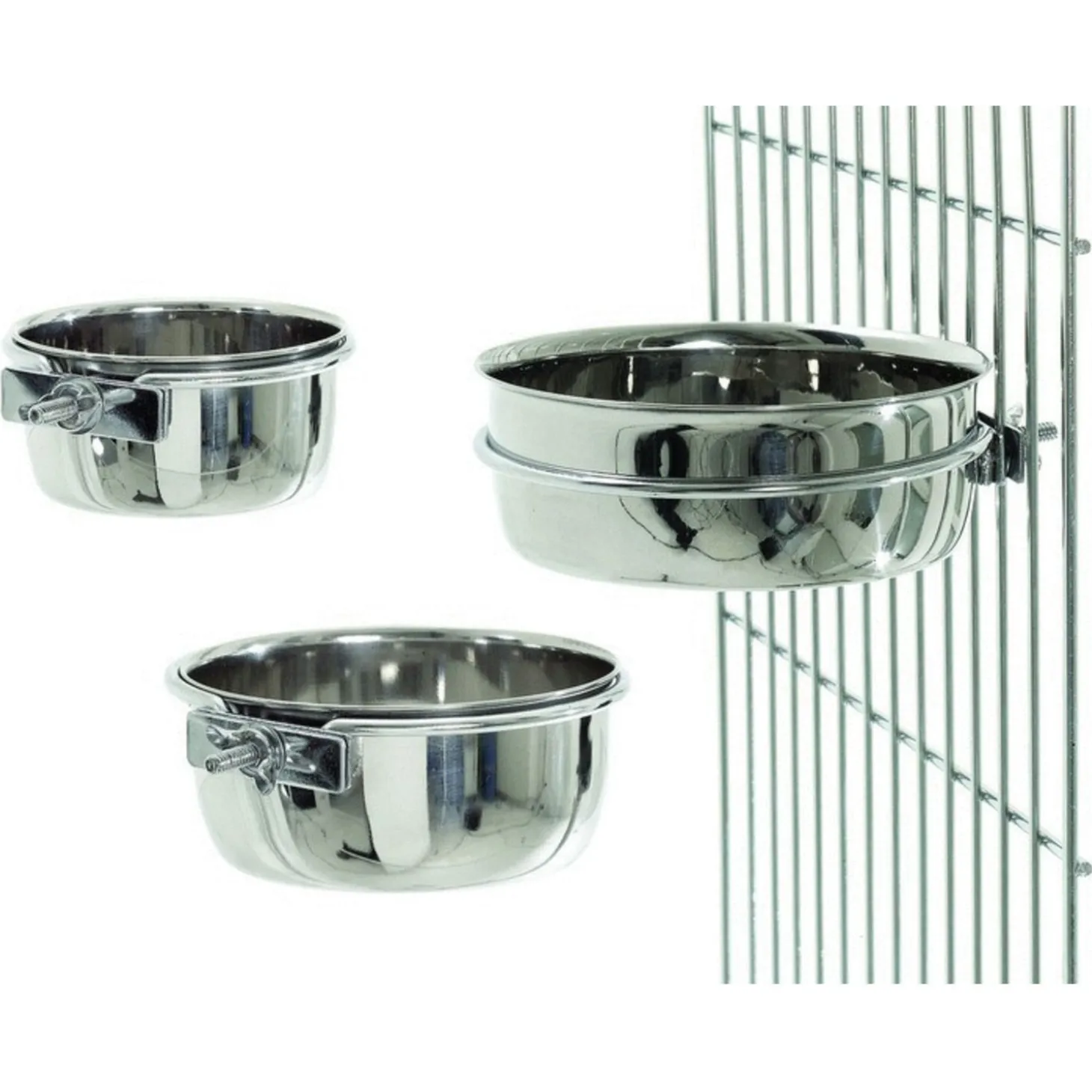 Duvo+ Vogel Eetkom Inox + 1 Vijs - Kooi Accessoire