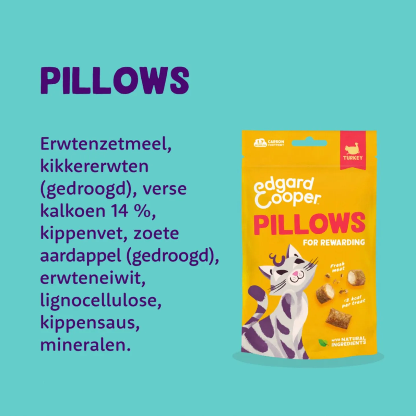 Edgard&Cooper Pillows - Kattensnack - Kalkoen 60 g