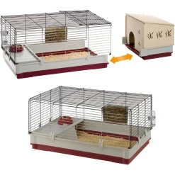 Ferplast Knaagdierenkooi Krolik 140 Plus - Dierenverblijf - 142x60x50 cm Grijs Rood