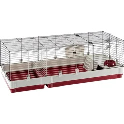 Ferplast Konijnenkooi Krolik 140 - Dierenverblijf - 142x60x50 cm Grijs Rood