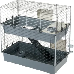 Ferplast Konijnenkooi Rabbit 100 Dubbel - Dierenverblijf - 95x57x93.5 cm Grijs