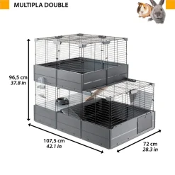 Ferplast Multipla Double - Dierenverblijf - 107.5x72x96.5 cm Grijs