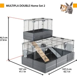 Ferplast Multipla Double - Dierenverblijf - 107.5x72x96.5 cm Grijs