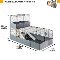 Ferplast Multipla Double - Dierenverblijf - 107.5x72x96.5 cm Grijs