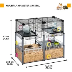 Ferplast Multipla Hamster Crystal - Dierenverblijf - 72.5x37.5x62 cm Zwart
