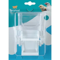 Ferplast Voerbakje Fpi 4503 - Vogel - Voerbak- Drinkbak - 6.9x5.7x7.8 cm Wit Transparant