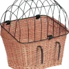 Flamingo Fietsmand Riet Met Afdekrooster - Hondenfiets-accessoires - 46.6x31.6x39.8 cm Bruin Zwart