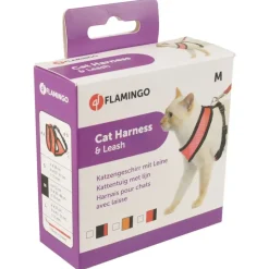 Flamingo Harnas Met Looplijn Harms - Kattentuigje - Zwart Rood 110cm 10mm