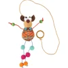Flamingo Indy Muis Met Kralen - Kattenspeelgoed - 22x11.5 cm Beige Oranje Turquoise