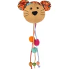 Flamingo Indy Muizenkop Met Kralen - Kattenspeelgoed - 10x4.5 cm Beige Oranje Turquoise