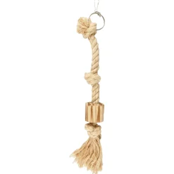 Flamingo Parkietenspeelgoed Klimtouw 3 Knopen - Vogelspeelgoed - 6x5x55 cm Beige Natural