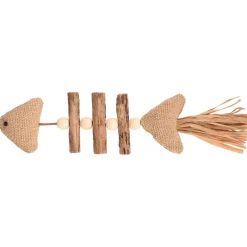 Flamingo Topsy Vis Hout Natuur - Kattenspeelgoed - 21 cm