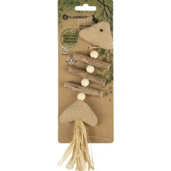 Flamingo Topsy Vis Hout Natuur - Kattenspeelgoed - 21 cm