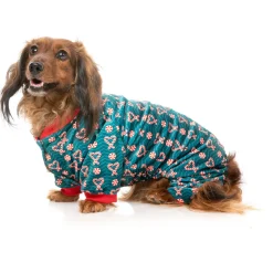 Fuzzyard Honden Pyjama  I Heart Candy Canes - Hondenkleding - Groen Size 1