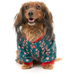 Fuzzyard Honden Pyjama  I Heart Candy Canes - Hondenkleding - Groen Size 3