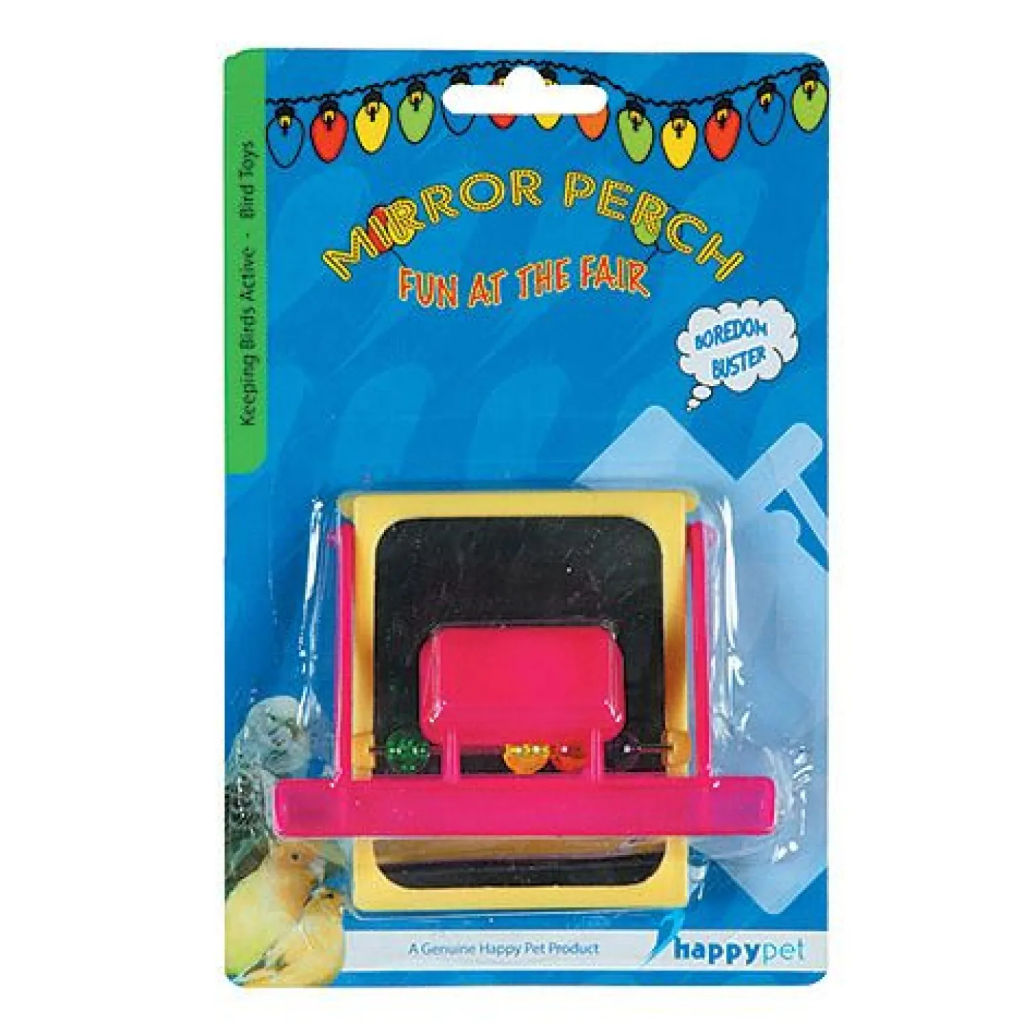 Happy Pet Vogelspeelgoed Zitstok Met Spiegel - Vogelspeelgoed - 10x9 cm Multi-Color