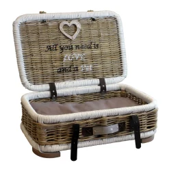 Happy-House Koffermand - Hondenbank - 61x41x23 cm Naturel Bruin Wit