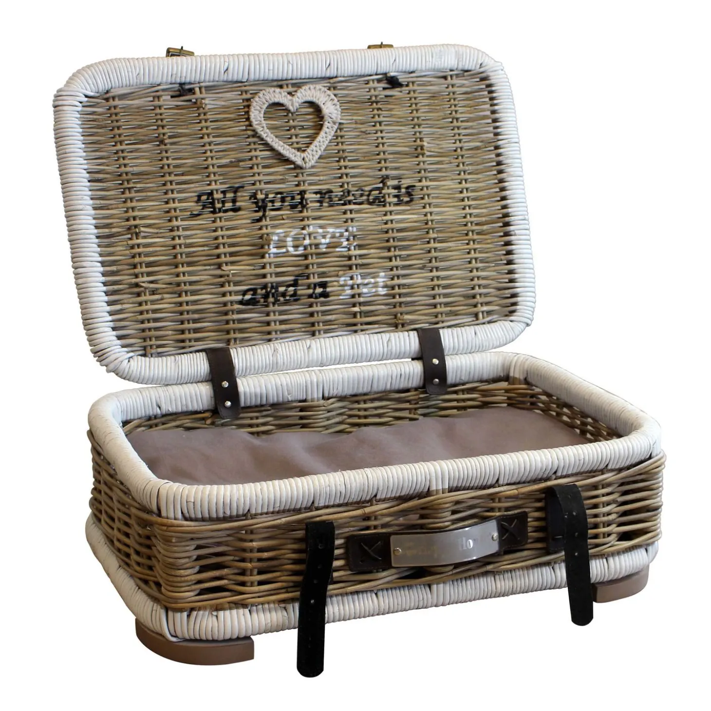 Happy-House Koffermand - Hondenbank - 61x41x23 cm Naturel Bruin Wit