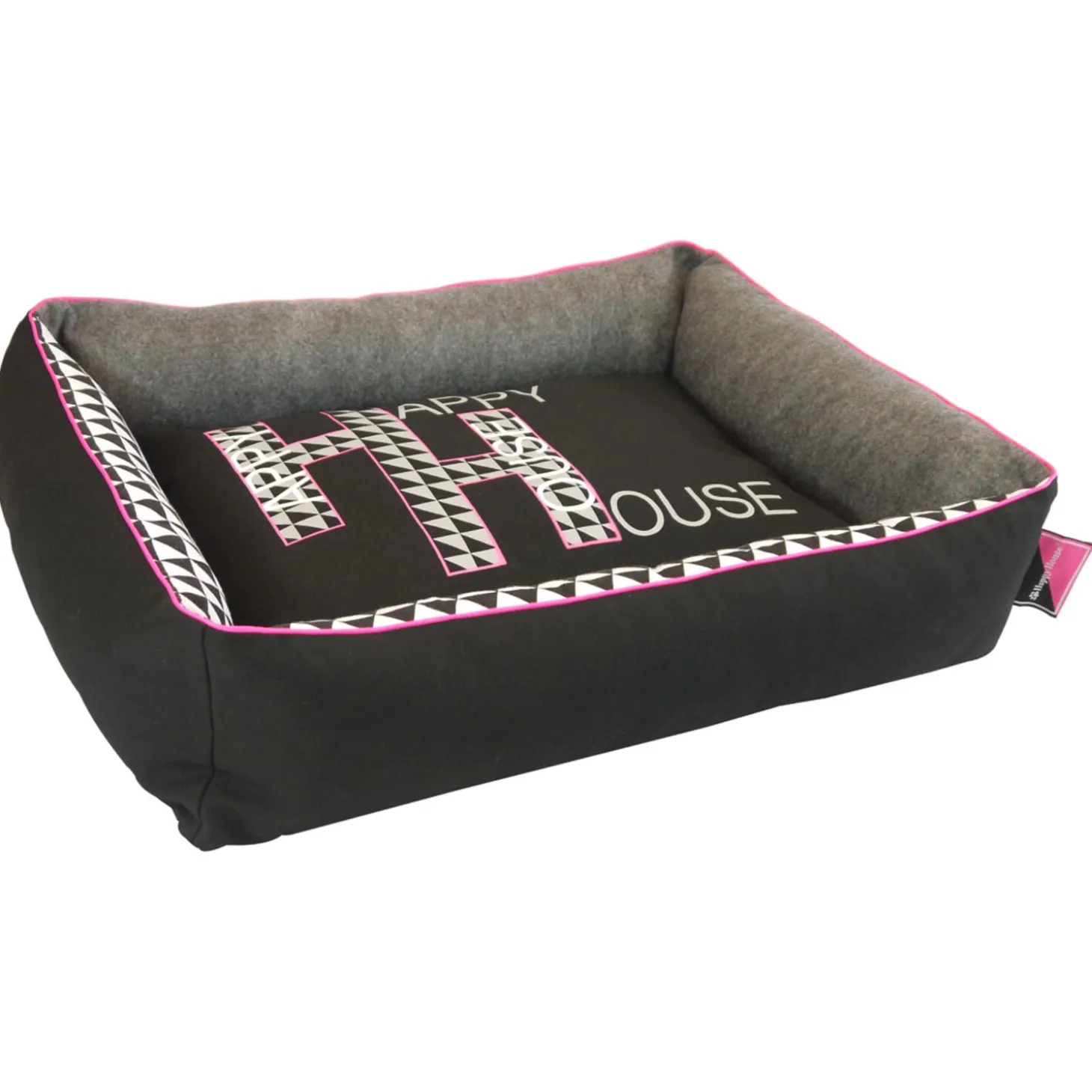 Happy-House Mand Simplicity Zwart&Grijs&Pink - Hondenmand