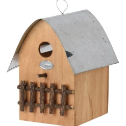 Homestyle Nestkast Zinken Dak - Broeden - 9x9x25 cm Bruin Zilver