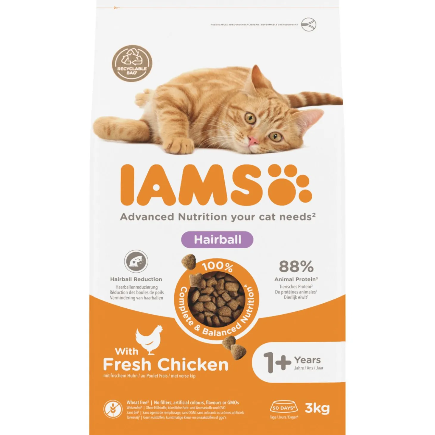 Iams Cat Adult Hairball Kip - Kattenvoer