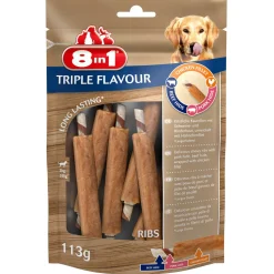 8in1 Delights Ribs Triple Flavour - Hondensnacks - Kip Varken Rund 113 g 6 stuks