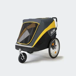 Innopet Hercules 2.0 Â - Hondenbuggy - Hondenfietskar - 88x60x101 cm Zwart Grijs Geel Tot 50 Kg