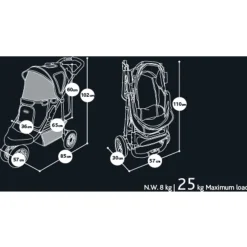 Innopet Hondenbuggy Monaco Geomatric + Regenhoes - Hondentrolley - 85x57x101 cm Zwart