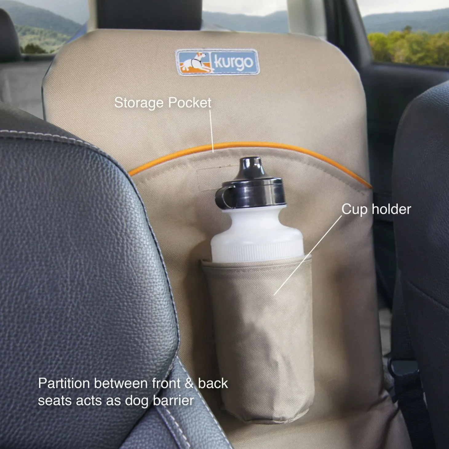Kurgo Backseat Bridge - Hondenautoaccessoire - 132x40 cm Beige Zwart Tot 45 Kg