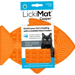 Lickimat Casper - Slowfeeder Voor De Kat - Tegen Schrokken - Kattenvoerbak - 22x16 cm Oranje